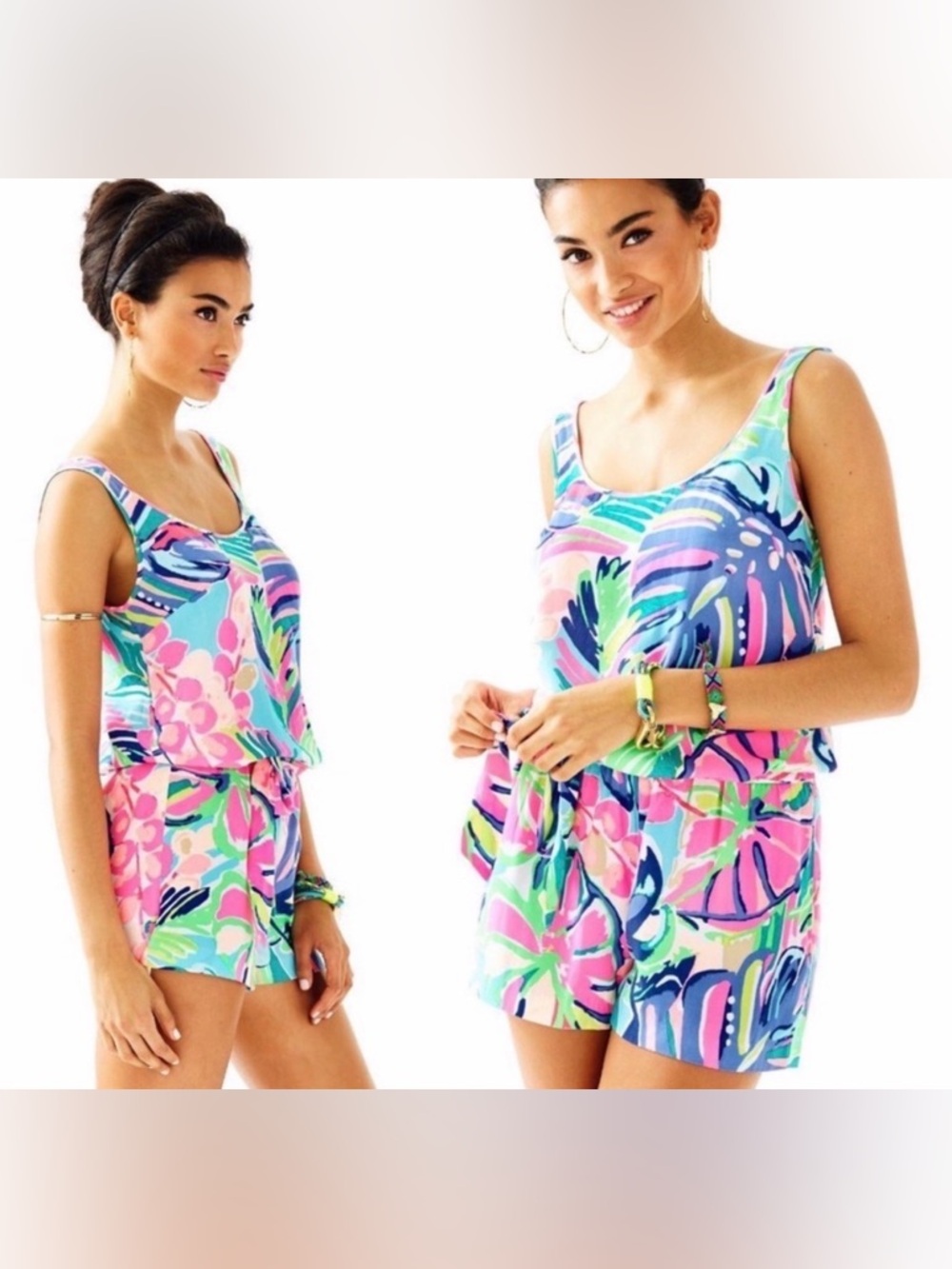 Lilly Pulitzer Rina Romper Exotic Garden Floral - Like New - Size small vacation